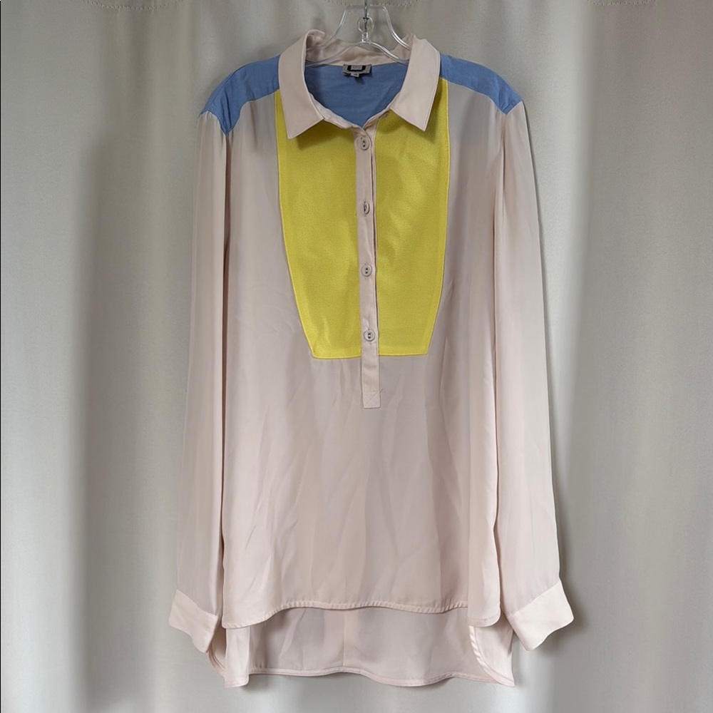 Adolfo Dominguez Cream and Yellow Button Down Shirt